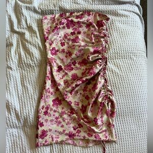 strapless satin dress